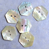 Hexagon Moonrise Mother of Pearl 1" Iridescent 2-Hole Button, 25mm  #KB-921
