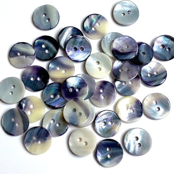 Re-Stocked: Mermaid's Indigo 1/2" Blue Mussel Shell Buttons, 13mm Pack of 23 Buttons $12   #KB-910