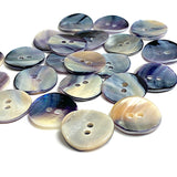 New Size: Mermaid's Indigo 11/16" Blue Mussel Shell Buttons, 18mm Pack of 9 Buttons KB-803