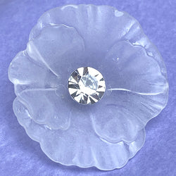 Re-Stocked, Frosted Acrylic Large Flower, Vintage Rhinestone-Center Buttons 1-5/8" #KB-804