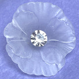 Frosted Acrylic Large Flower, Vintage Rhinestone-Center Buttons 1-5/8" #KB-804