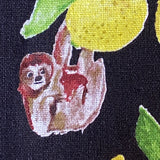 Lemon and Sloth from Japan, Cotton/Linen Lightweight Canvas 42" Wide By the Yard