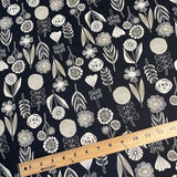 Bloom by Bookhou Japan, Black/Flax Cotton/Linen Lightweight Canvas 42" Wide By the Yard #1400-2D