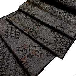 Supple Lightweight Ikat, Black/Mud/Blue/Rust Kimono Silk Tsumugi from Japan By the Yard  #150