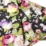 Black Roses Floral Cotton Print from India, 1 Yard Piece #LB-26