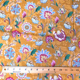 Caramel Floral Cotton Print from India, 1 Yard Piece #LB-27