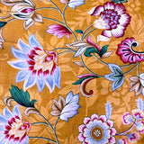 Caramel Floral Cotton Print from India, 1 Yard Piece #LB-27