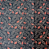 Red Black Silky Lightweight Cotton Print from India, 1 Yard Piece #LB-30