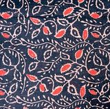 Red Black Silky Lightweight Cotton Print from India, 1 Yard Piece #LB-30