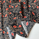 Red Black Silky Lightweight Cotton Print from India, 1 Yard Piece #LB-30