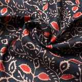 Red Black Silky Lightweight Cotton Print from India, 1 Yard Piece #LB-30