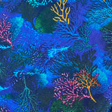 Deep Blue Reef Lightweight Cotton Print from India, 1 Yard Piece #LB-31