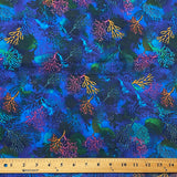 Deep Blue Reef Lightweight Cotton Print from India, 1 Yard Piece #LB-31