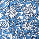 Blue and White Floral Cotton Print from India, 1 Yard Piece #LB-33