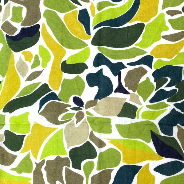 Greens Abstract Cotton Print from India, 1 Yard Piece #LB-35