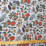 Gray/Multi Floral Cotton Print from India, 1 Yard Piece #LB-25