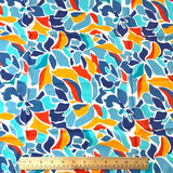 Sale, Blues/Gold Abstract Floral Cotton Print from India, 1 Yard Piece #LB-37