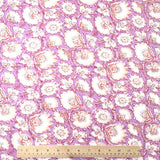 Lilac/White Floral Cotton Print from India, 1 Yard Piece #LB-38