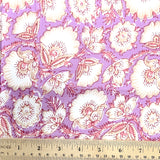 Lilac/White Floral Cotton Print from India, 1 Yard Piece #LB-38