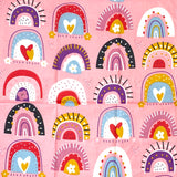 Endless Pink Rainbows Cotton Print from India, 1 Yard Piece #LB-40