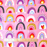 Endless Pink Rainbows Cotton Print from India, 1 Yard Piece #LB-40