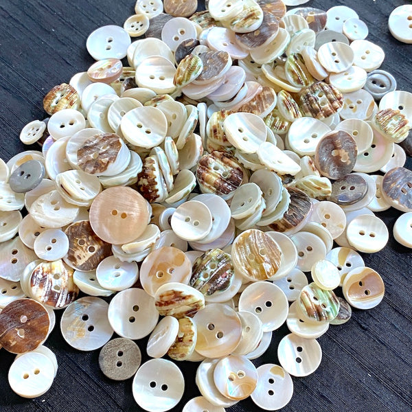 260+ Bulk White MOP Shell Buttons, MIXED Sizes/Styles $20.00