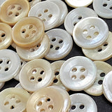 Buttery Whites MOP 4-Hole 1/2"-9/16" Vintage Shell Button, Pack of 100  #KB-807