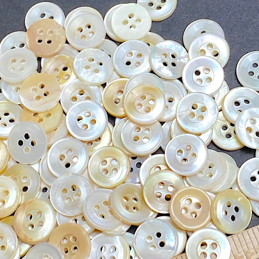 Re-Stocked, Vintage Buttery Whites MOP 4-Hole 1/2