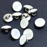 White Pearl/Metal Western Shirt Buttons Not Snaps, Shank Back 11mm / 7/16", Pack of 20  #KB-808