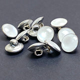 White Pearl/Metal Western Shirt Buttons Not Snaps, Shank Back 11mm / 7/16", Pack of 20  #KB-808