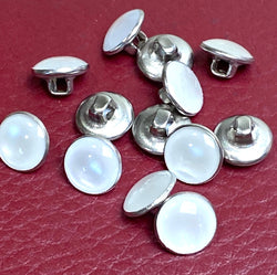 White Pearl/Metal Western Shirt Buttons Not Snaps, Shank Back 11mm / 7/16", Pack of 20  #KB-808