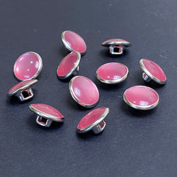 Smaller Size, Pink Pearl/Metal Western Shirt Buttons Not Snaps, Shank Back 11mm / 7/16", Pack of 12 #KB-941