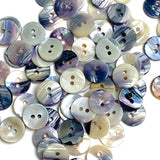 New Size: Mermaid's Indigo 7/16" Blue Mussel Shell Buttons, 11mm Pack of 20 Buttons $9   #KB-810