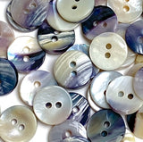 New Size: Mermaid's Indigo 7/16" Blue Mussel Shell Buttons, 11mm Pack of 20 Buttons $9   #KB-810