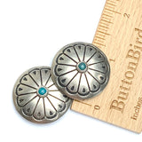 Re-Stocked 1.25" Southwest Zinnia with 'Turquoise'  Shank Back Button 1-1/4"   #SW-240