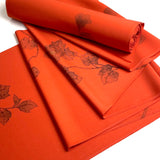 Orange Crepe with Blossoms and Leaves Vintage Kimono Silk from Japan by the Yard, #365