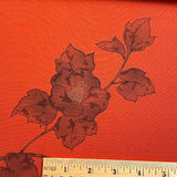 Orange Crepe with Blossoms and Leaves Vintage Kimono Silk from Japan by the Yard, #365