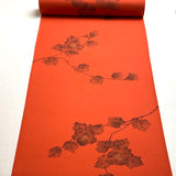 Orange Crepe with Blossoms and Leaves Vintage Kimono Silk from Japan by the Yard, #365