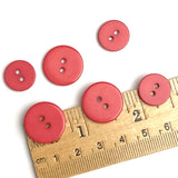 Dark Pink Solid or With White Dots Round Plastic Button, 9/16" or 11/16"