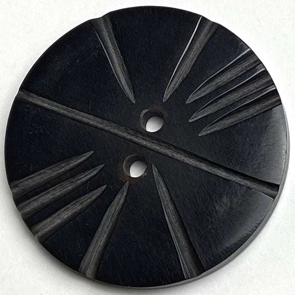 Black Horn Round 2-Hole Etched "Ocho"  Button 1-1/2" or 2"