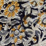 Krishna Golden Mustard Cotton Kalamkari Hand Block Print from India, By the Yard #TK-30