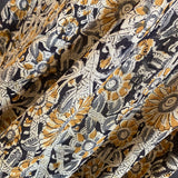 Krishna Golden Mustard Cotton Kalamkari Hand Block Print from India, By the Yard #TK-30