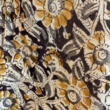 Krishna Golden Mustard Cotton Kalamkari Hand Block Print from India, By the Yard #TK-30