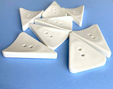 EIGHT White Triangle Buttons 2" x 1-3/8", Plastic, #8242