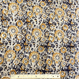 Krishna Golden Mustard Cotton Kalamkari Hand Block Print from India, By the Yard #TK-30