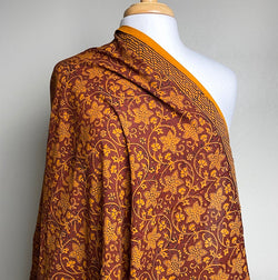 Maroon Traditional Floral Hand Block Print from India, Cotton Border Print, By the Yard #TK-31