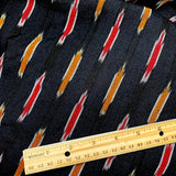 Black/Red/Orange-Gold Ikat, Cotton Handloom from India, By the Yard  #TK-33