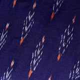 Indigo, White and Orange Ikat, Cotton Handloom from India, By the Yard  #TK-35