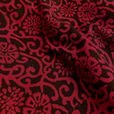 Red / Black Floral Swirls Hand Block Print Cotton from India, 45" Wide By the Yard #TK-37