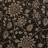 2.5 yard PIECE, Black/Tan/Blue-Gray/Red Hand Block Print Cotton Mulmul from India, 44" Wide  #TK-38